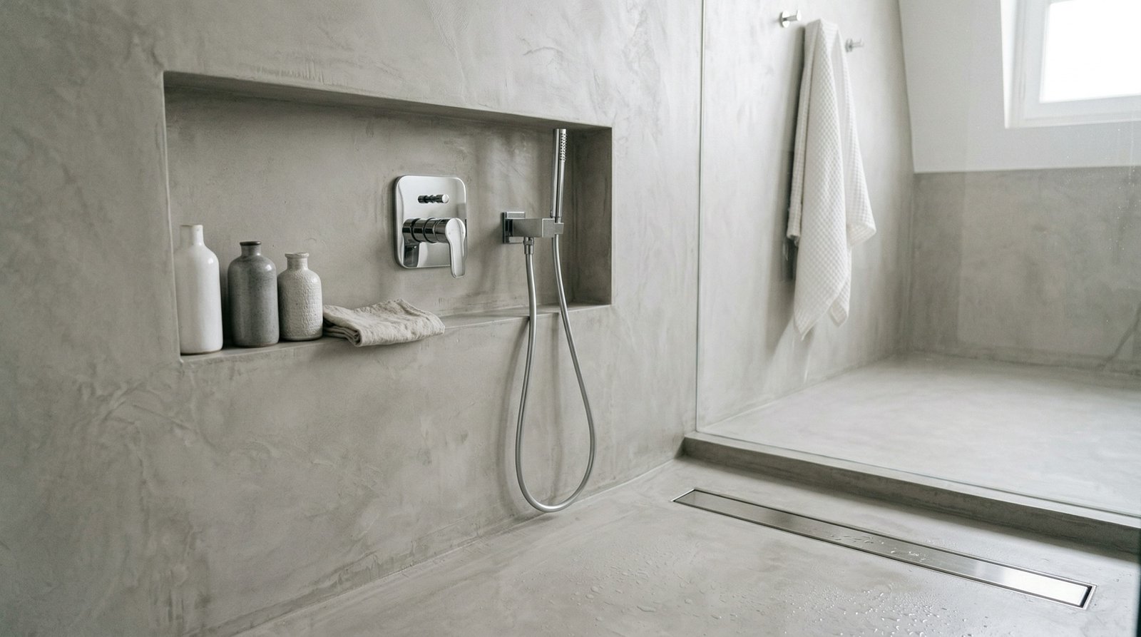 Polished concrete application on floor in a Haussmann apartment