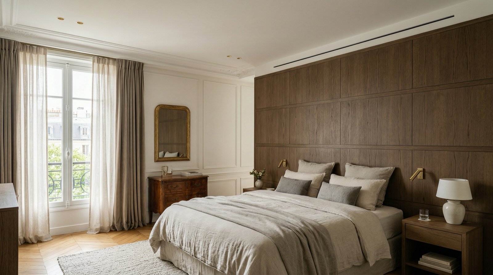 Ducted air conditioning installation in a renovated Haussmann-era apartment