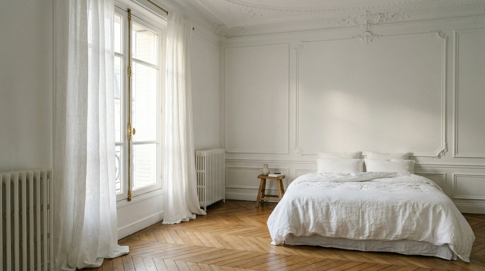 Restored Haussmannian wooden window with double glazing
