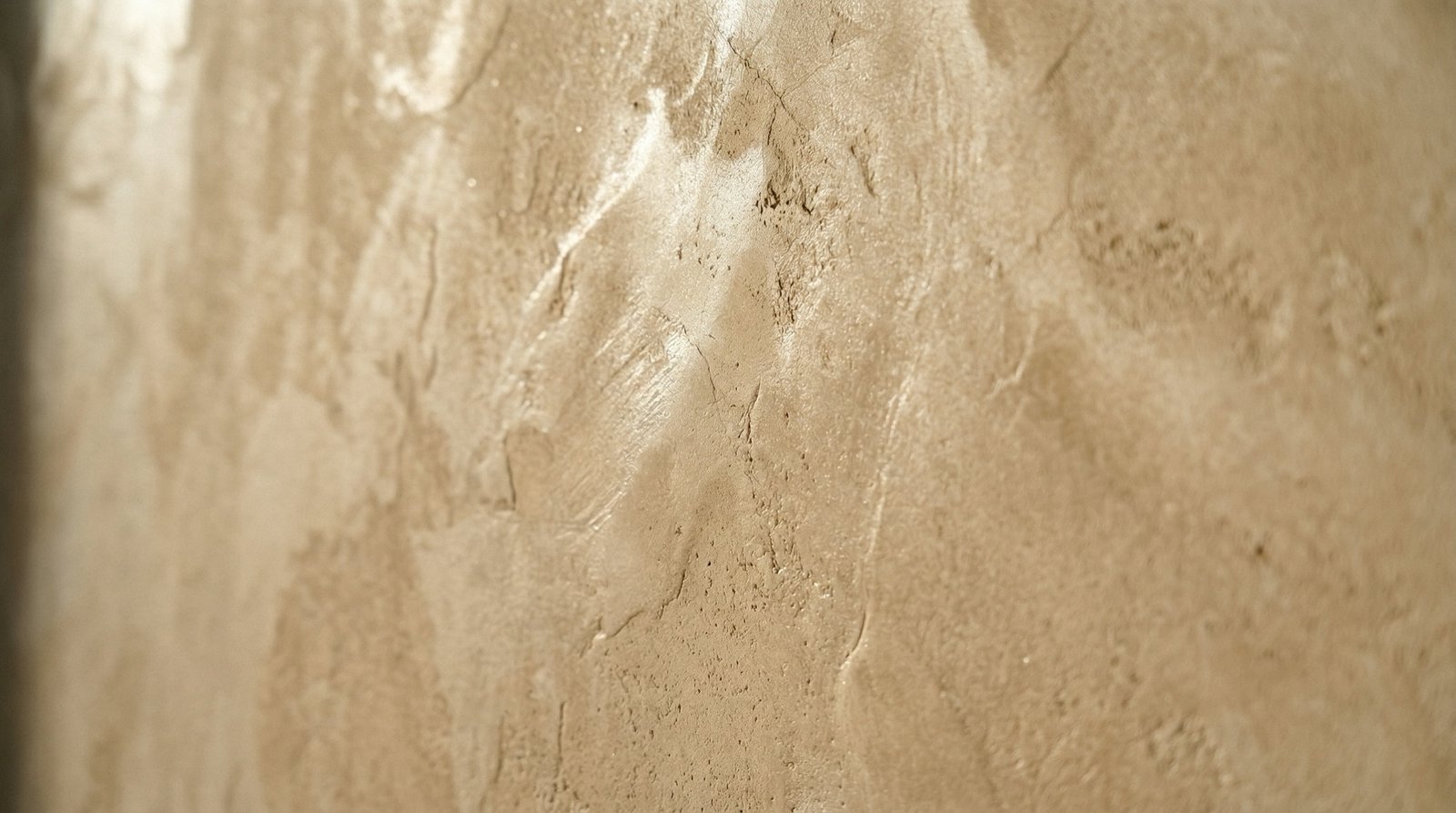 Venetian plaster wall with pearlescent reflections in a Parisian living room