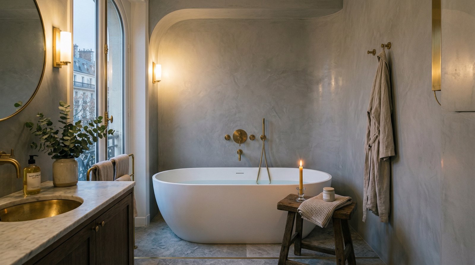 Artisan lime wash application in a bedroom