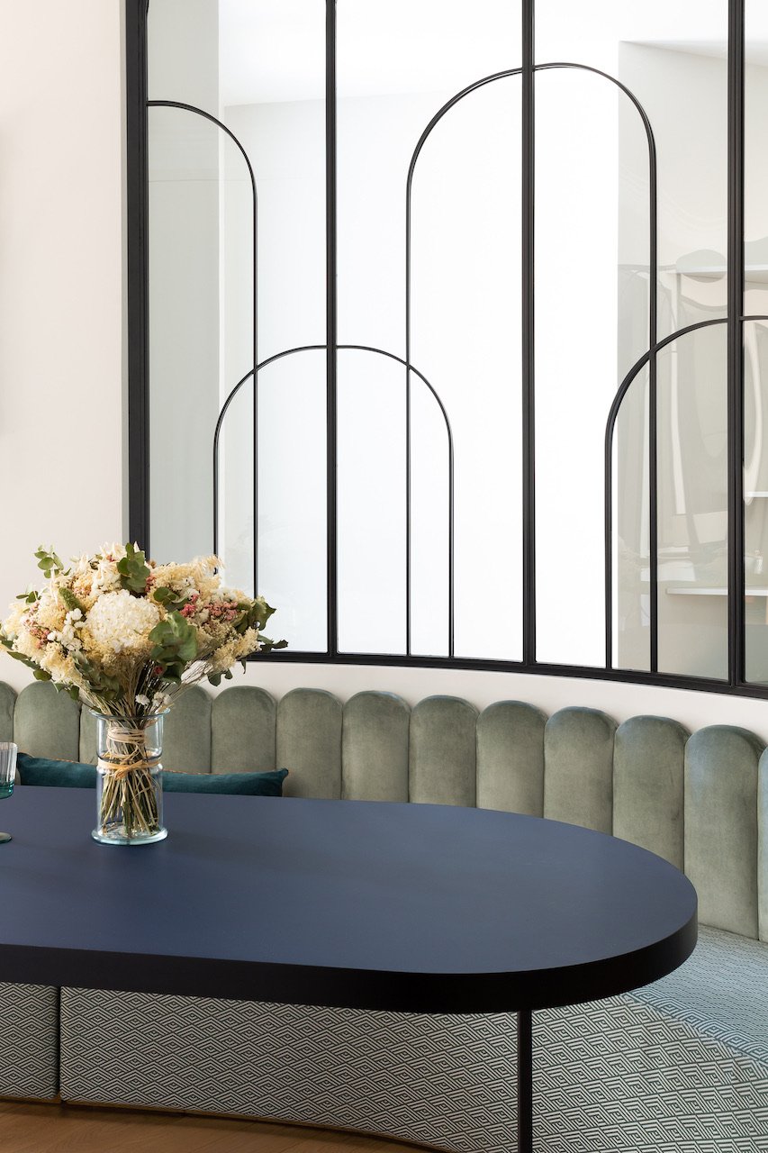 Arched glass partition detail — Paris 16th