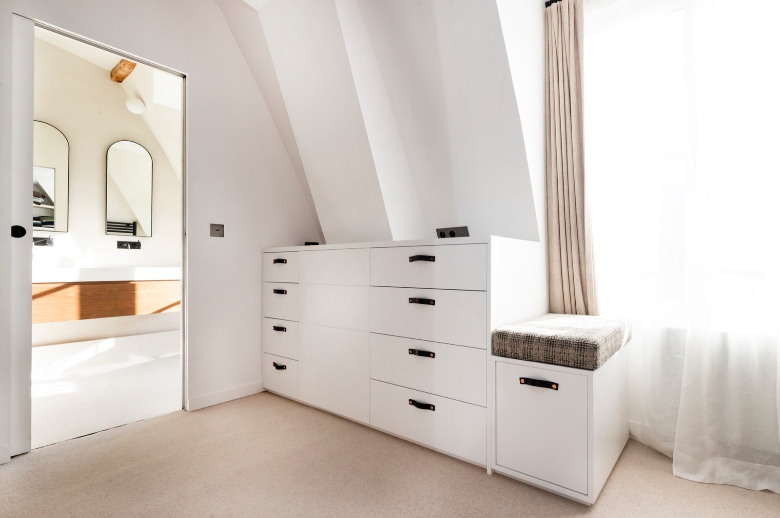 Luxury marble bathroom with walk-in shower and freestanding bathtub